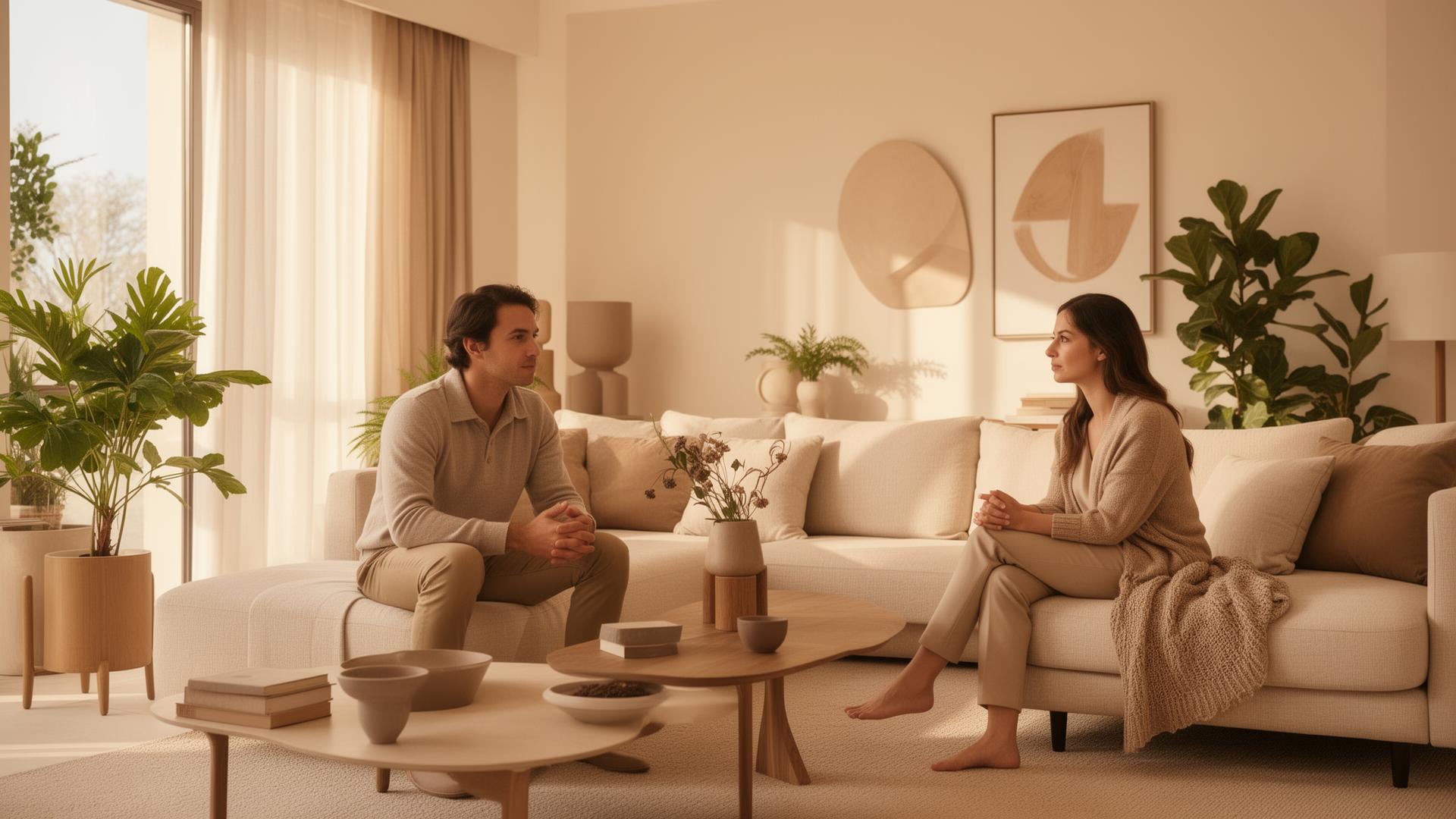 Couple having a calm conversation